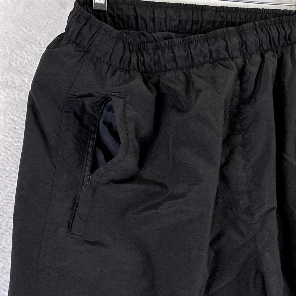 VTG LL Bean Rain Pants Mens L Black Nylon Drawstring Outdoor Trekking 80s 90s